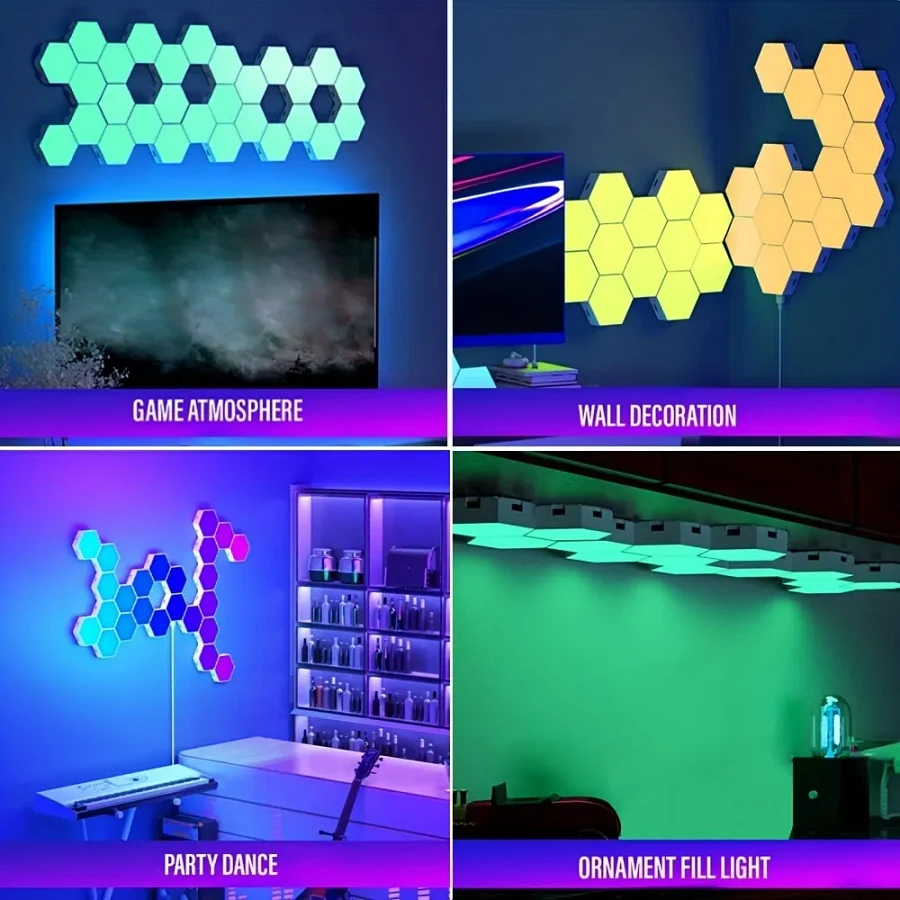 RGB Intelligent Hexagonal Wall Lamp Color-changing product image (15)