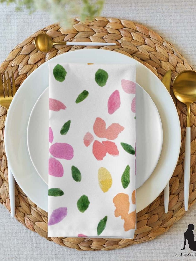Spring Flowers on White Cloth Napkin Set of 4 product image (7)