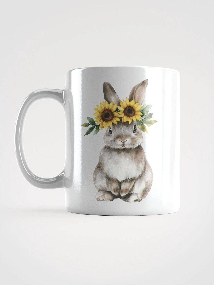 Sunflower Crowned Rabbit White Glossy Mug product image (17)