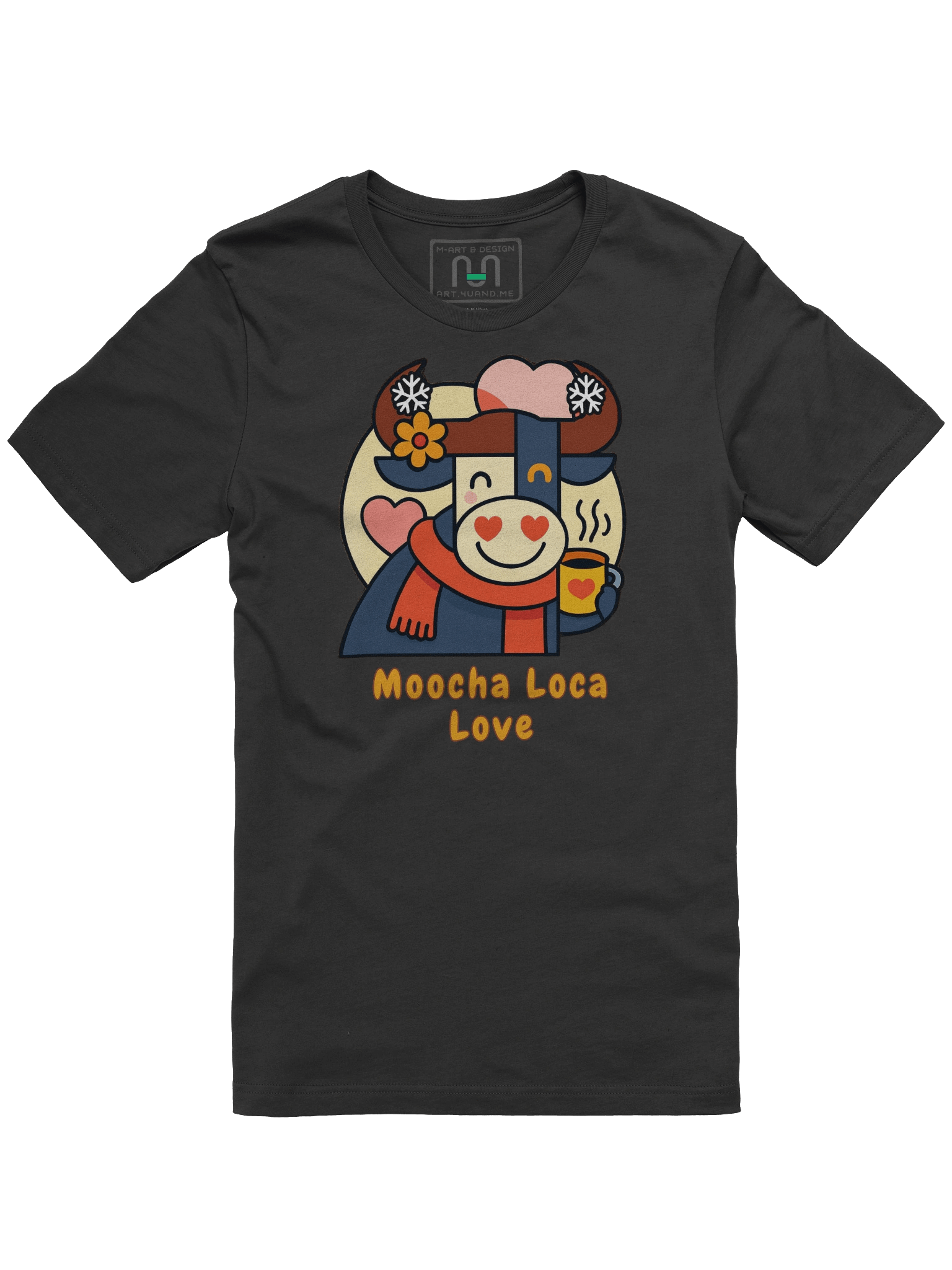 Moocha Loca Love – Cozy Bull T-Shirt with Heart Eyes & Cocoa Mug by M-Art and Design product image (5)