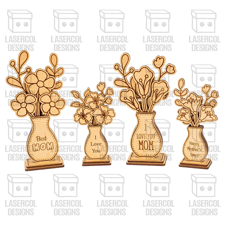 Mother's Day Flowers (2 Sizes, 4 Styles) - Laser Cut Files product image (10)