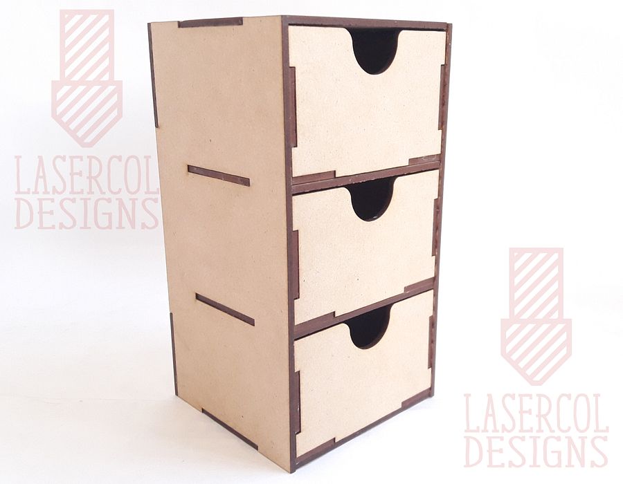 Three Drawers Desk Organizer - Laser Cut Files product image (4)