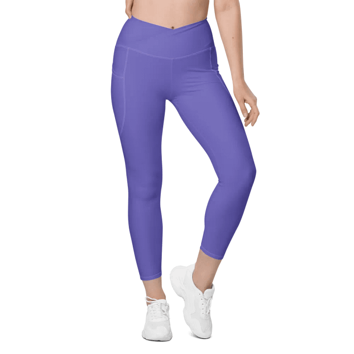 Plain Purple Light Summer Women's High Waisted Premium Crossover Leggings with Pockets by Treasure Pie product image (2)