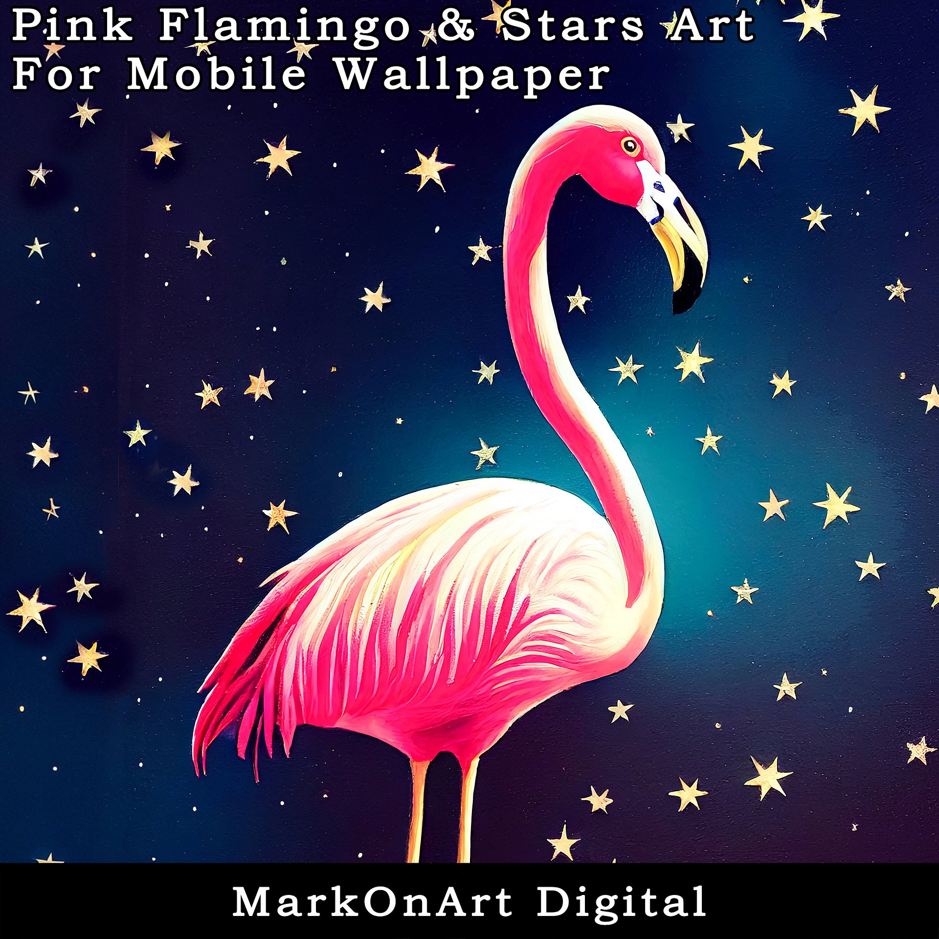 Pink Flamingo And Stars Art For Mobile Phone Wallpaper or Lock Screen | High Res for iPhone or Android Cellphones product image (3)