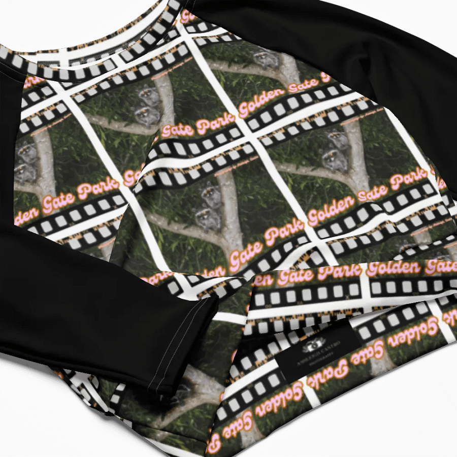 Golden Gate Park Raccoons Black Jersey Sleeved Crop Top product image (4)