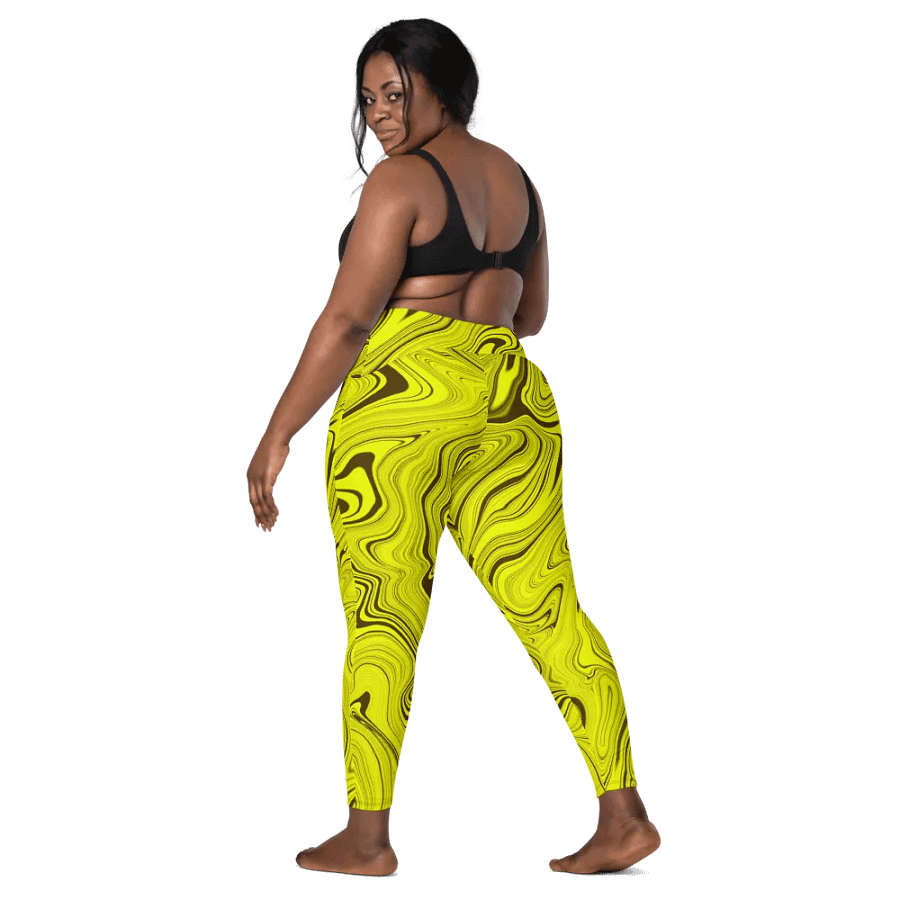 Leggings with Pockets - Yellow Liquid Swirls product image (8)