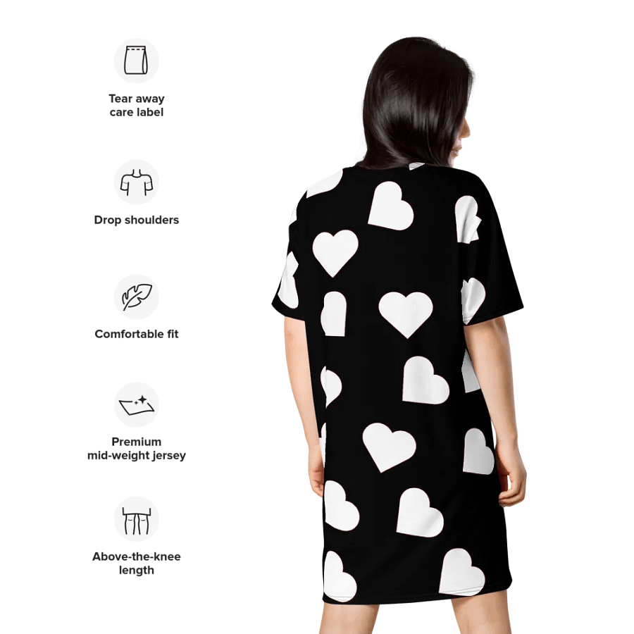 Love Pattern 5 Black and White Ladies T Shirt Dress product image (10)