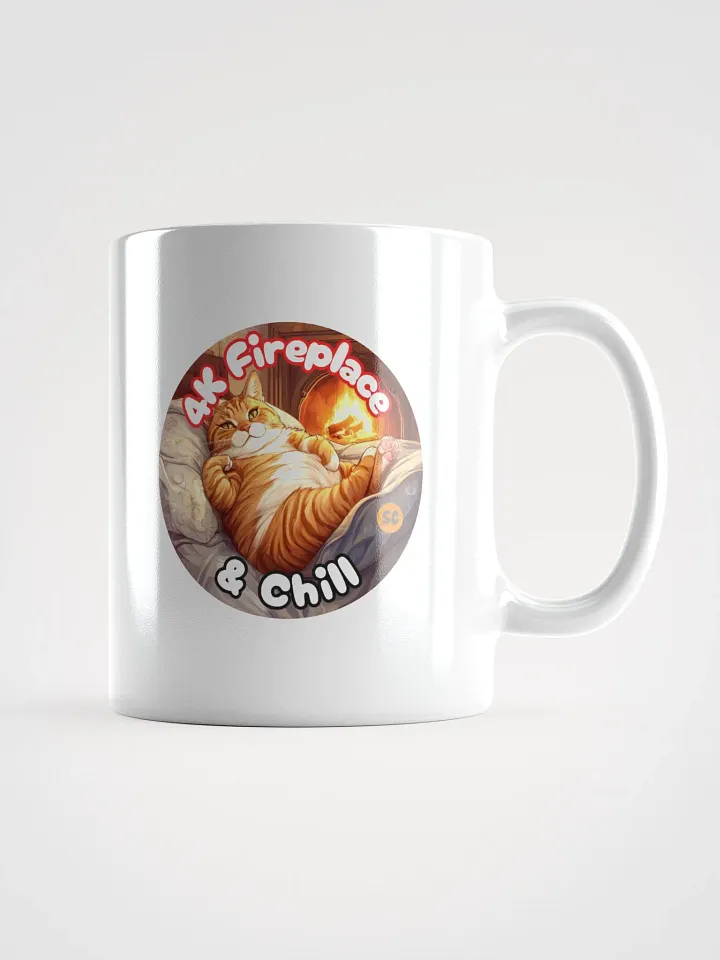 Cozy Cat - 4K Fireplace & Chill | White Glossy Mug product image (2)