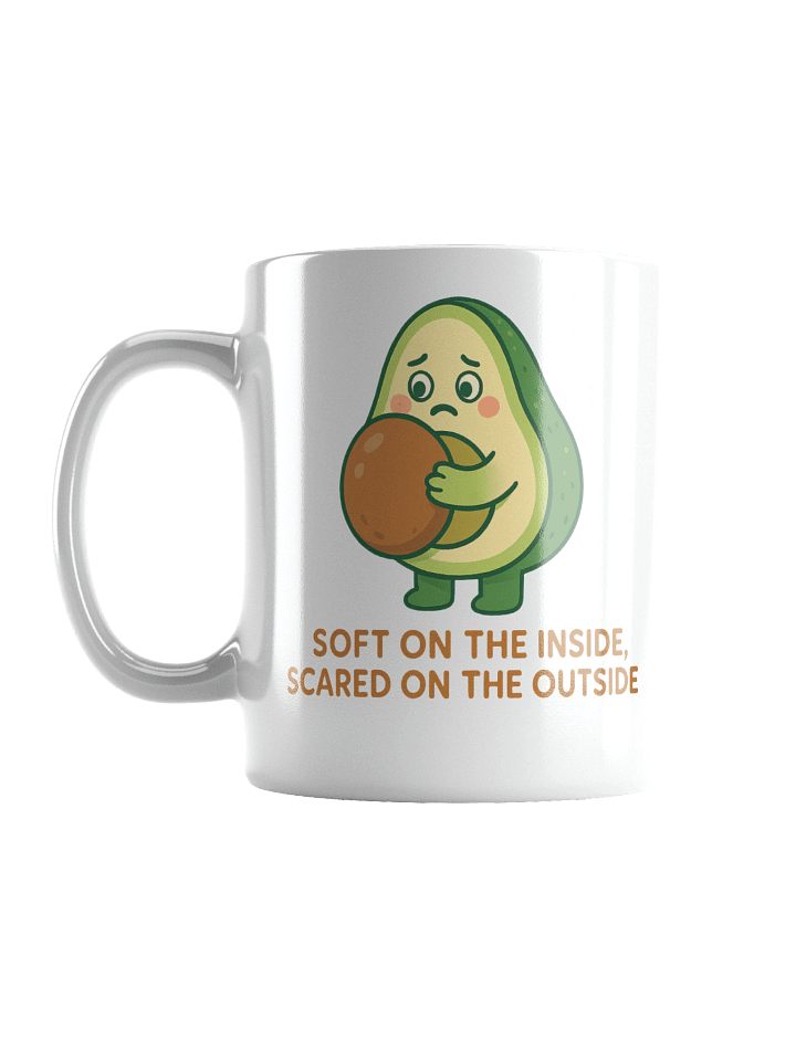 Soft on the Inside Mug – Cute Scared Avocado Design | Funny Relatable Mental Health Gift product image (1)