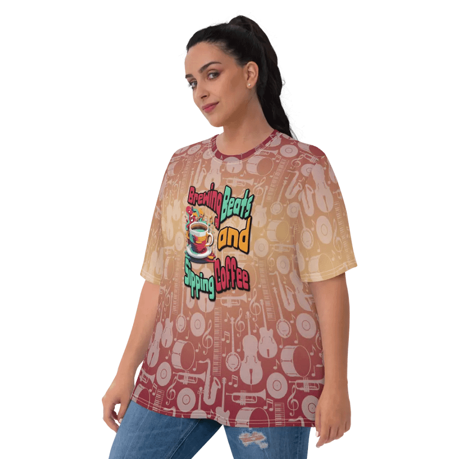 Brewing Beats and Sipping Coffee All Over Print T-shirt product image (10)