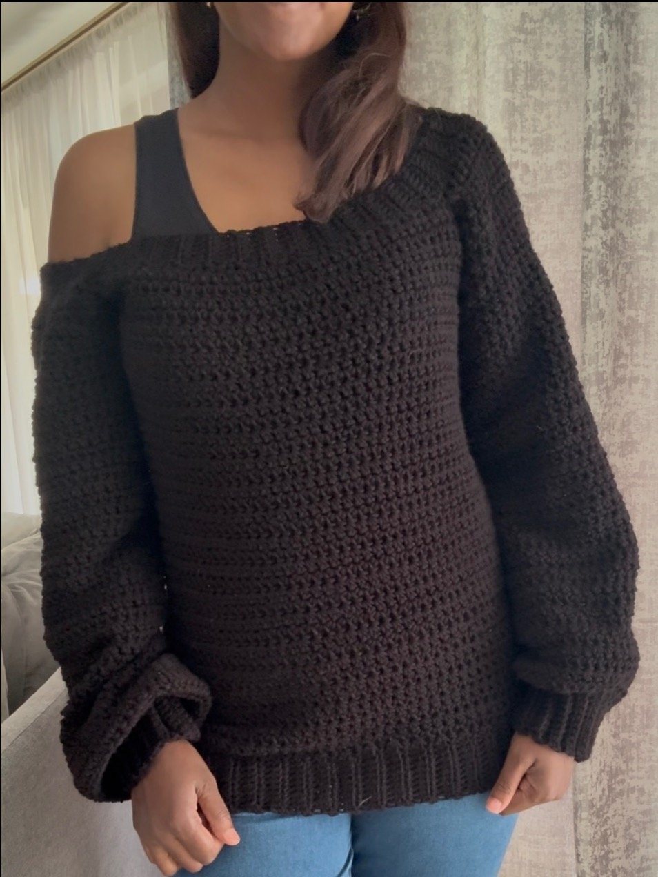 Crochet Raglan Off the Shoulder Sweater Written Pattern product image (7)