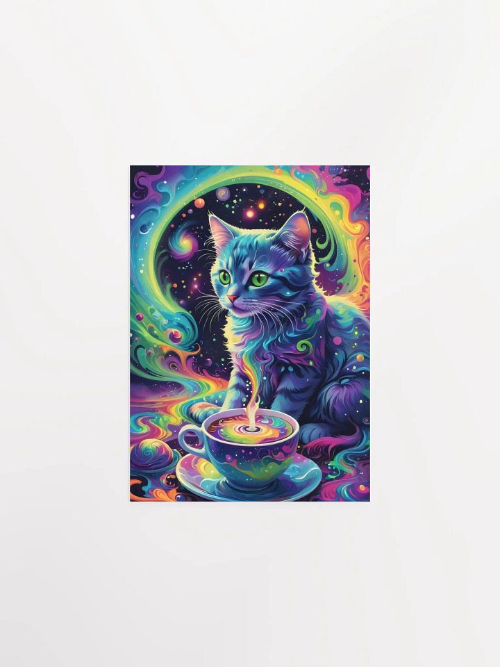 Psychedelic Cat with Cosmic Coffee Poster product image (2)