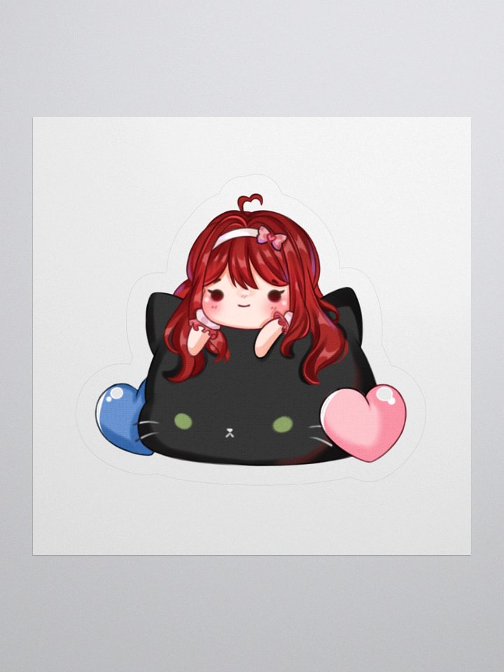 Blue & Pink Heart Cat Sticker product image (1)