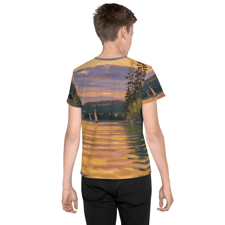 Sunset Lake Sailing, Unisex Youth Crew Neck T-Shirt product image (2)