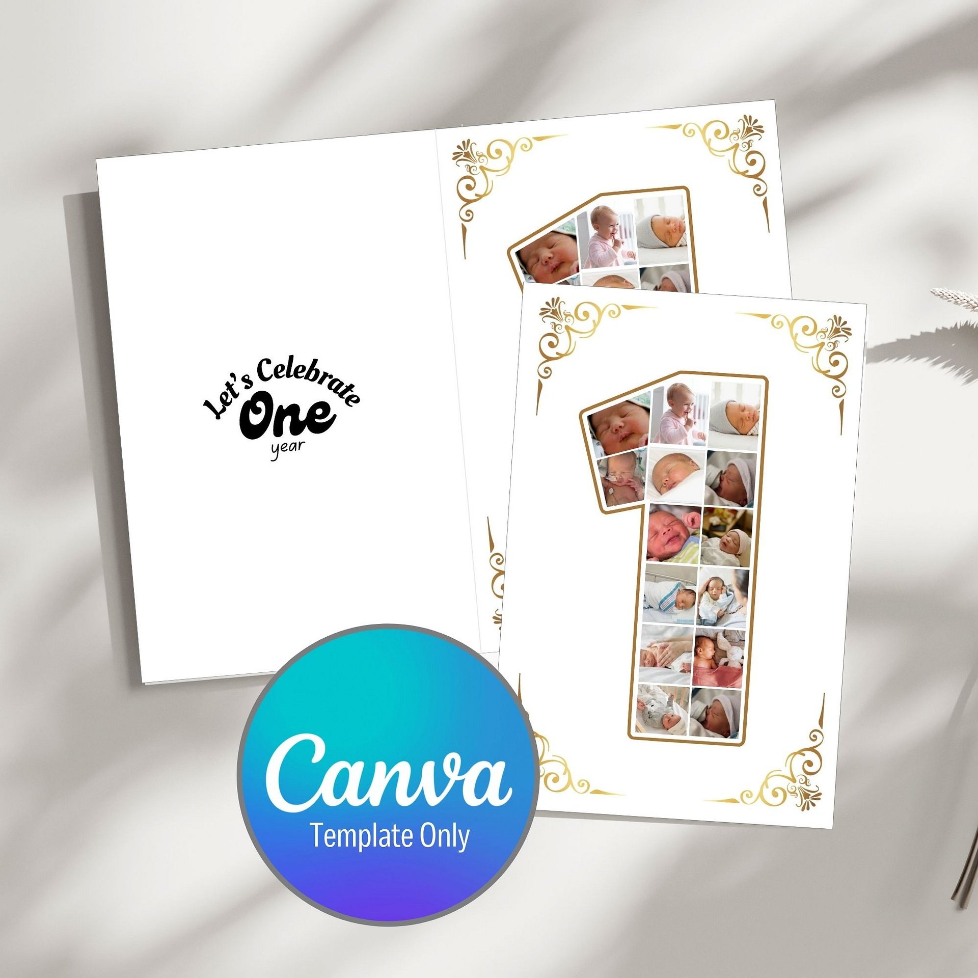One Year Celebration Card Photo Collage Canva Template product image (1)