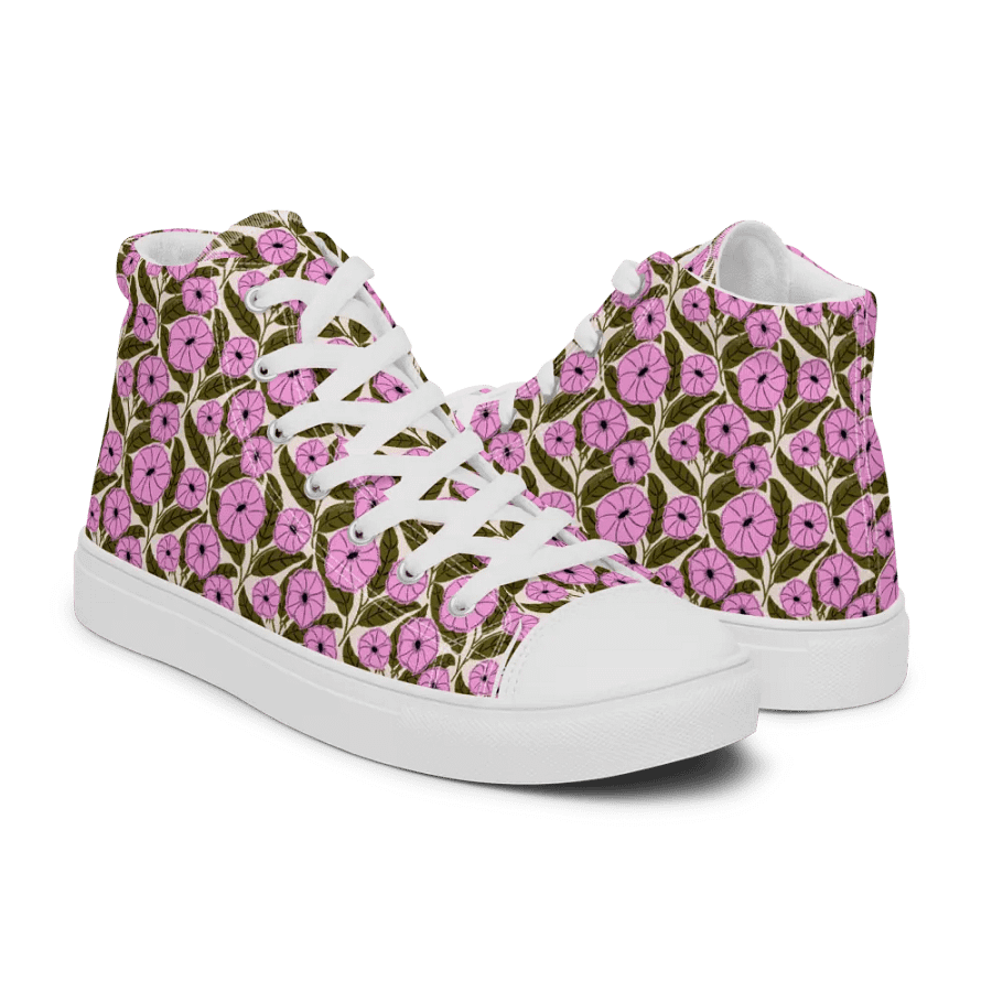 Dipladenia Dreams - Pink and Green - Mens High Top Canvas Shoes product image (11)