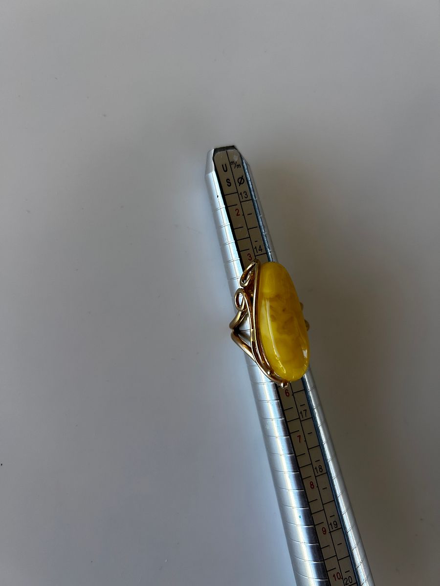 Baltic Egg Yolk Amber 925 Sterling Silver Swirl Design Adjustable Ring product image (8)