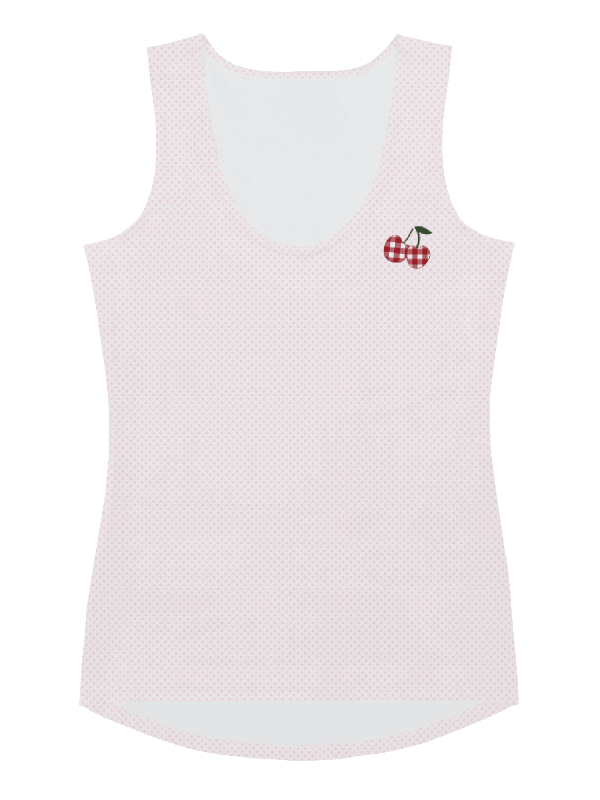 Gingham Cherry Women's Tank Top With Pink Polka Dots product image (5)
