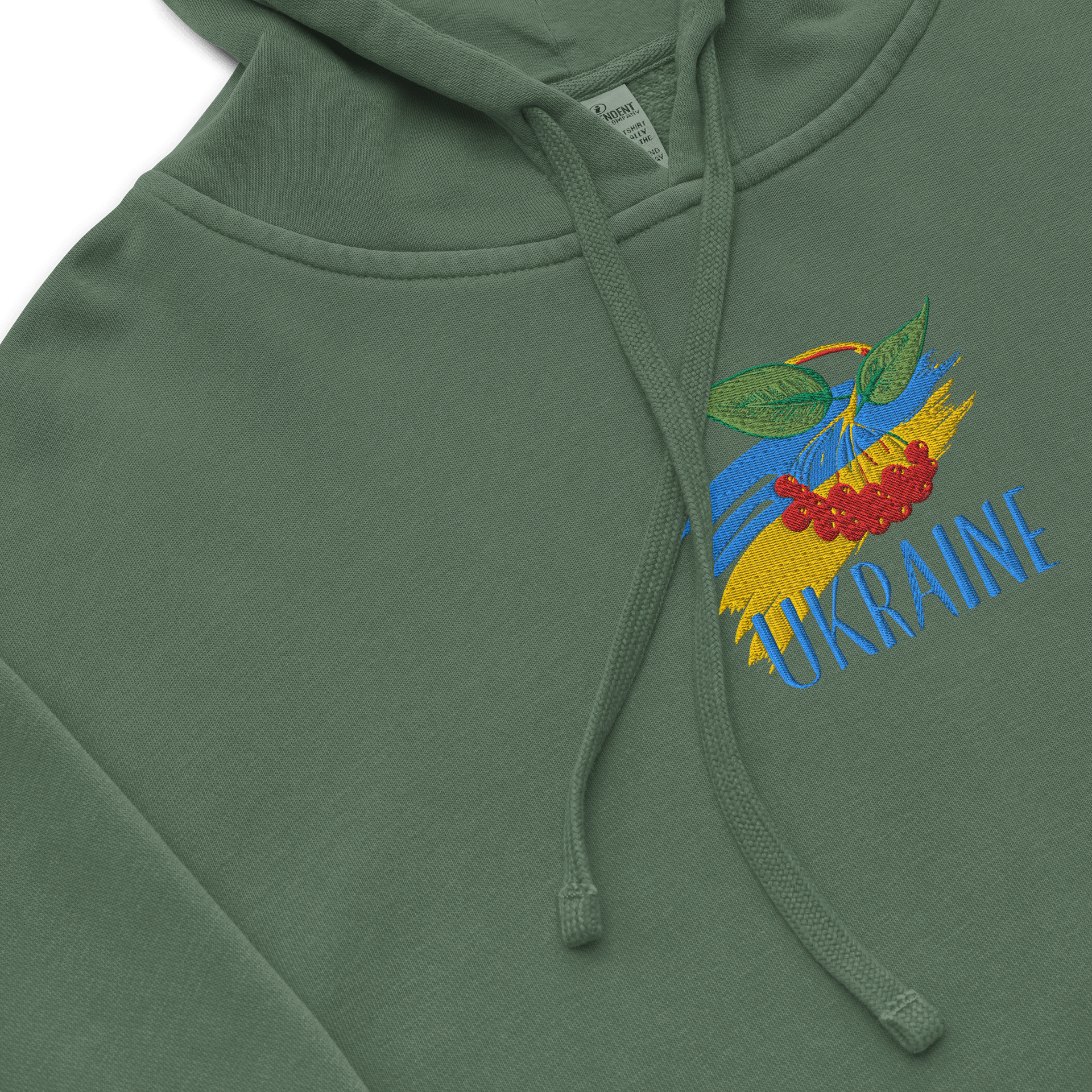 Ukraine Kalyna Red Berries Ukrainian Folk Symbol Heritage | Independent Trading Co. Pigment Dyed Hoodie | Embroidered product image (15)