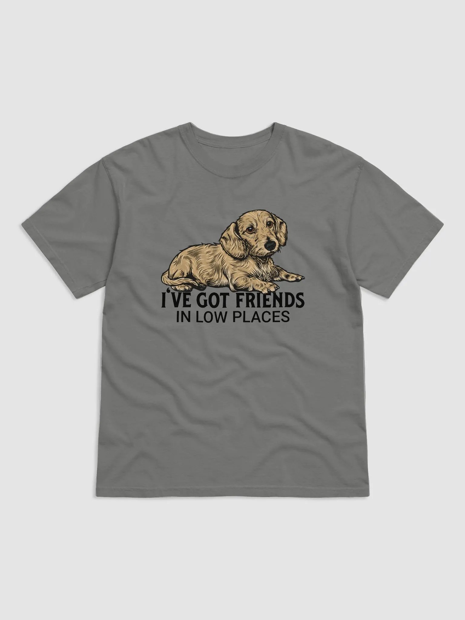 I've Got Friends in Low Places T-Shirt of a Dachshund (Wirehaired Fawn) | Funny T-Shirt for Wiener and Doxie Paw-rents product image (23)