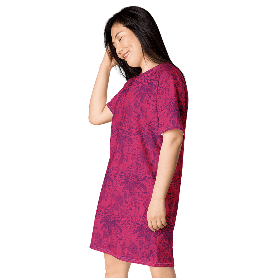 Flamingo Fancy Toile | Purple on Pink Tropical Toile | T-Shirt Dress | by Monique Faella Designs™ product image (3)