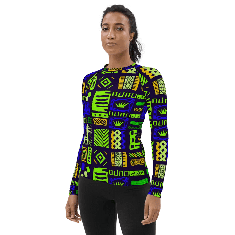 Heritage Waves: African Traditional Pattern All-Over Print Women's Rash Guard" product image (7)