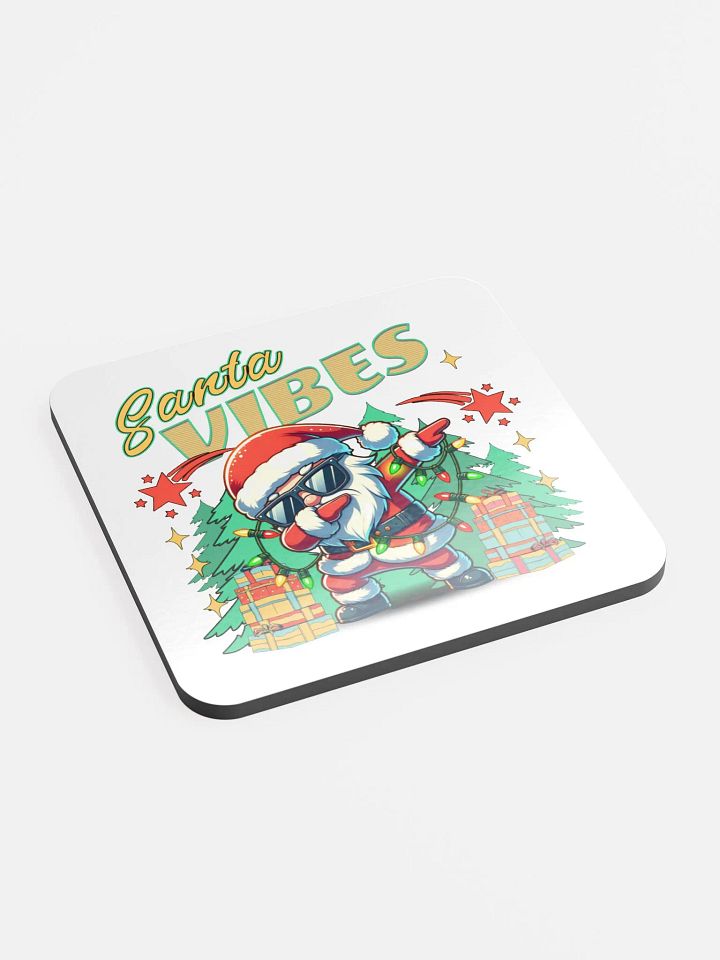 Santa Vibes Dabbing Glossed Cork Coaster product image (2)