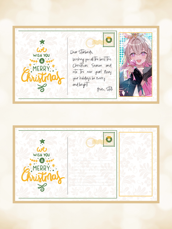 gold & green christmas postcard product image (1)