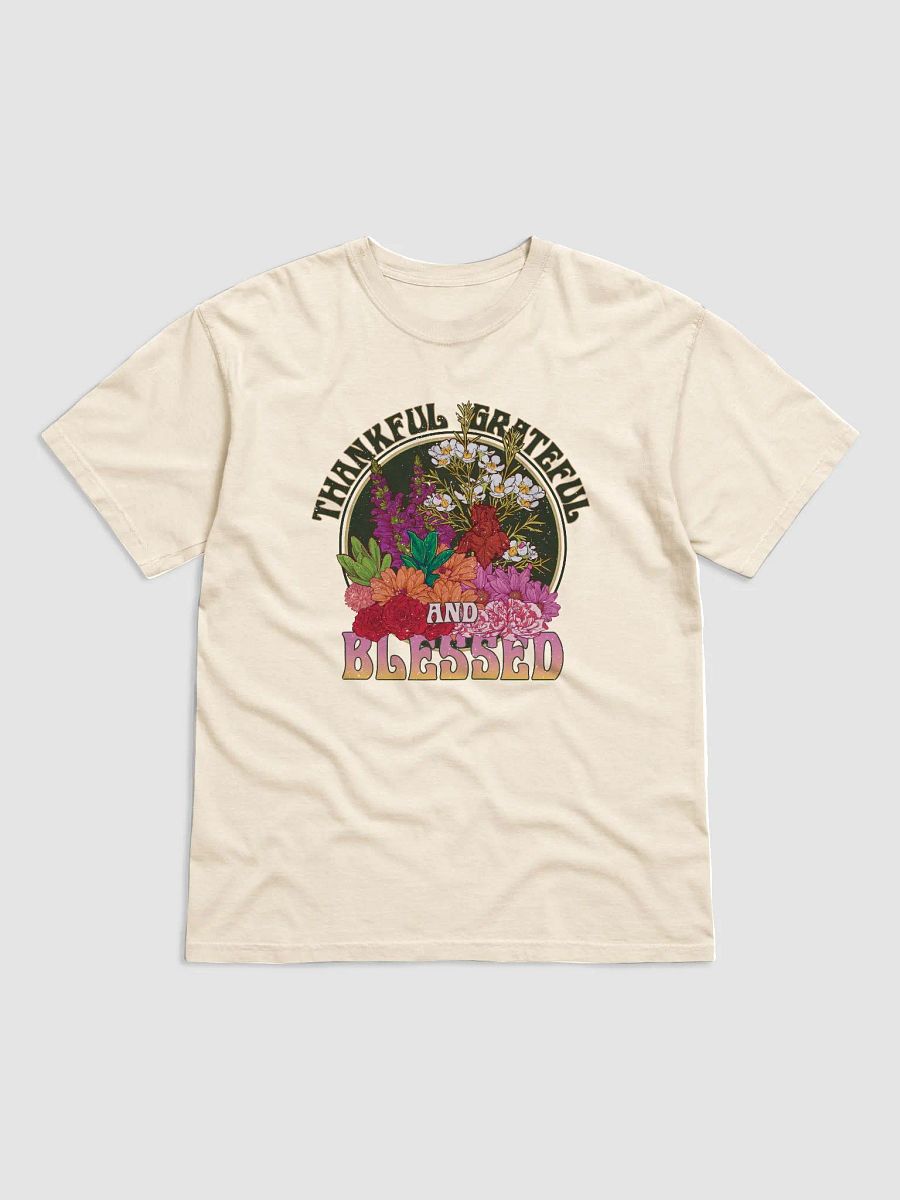 Thankful, Grateful, and Blessed Fall Flowers T-Shirt | Motivational Fall and Thanksgiving T-Shirt Design product image (13)