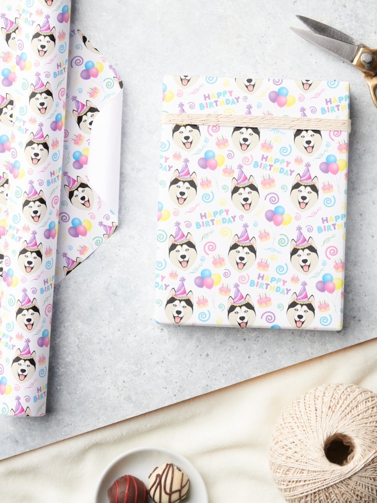 Siberian Husky Birthday Wrapping Paper product image (3)