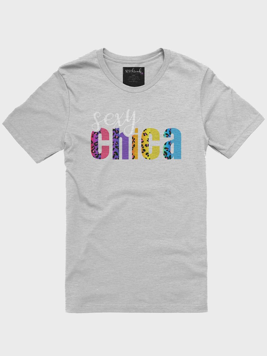 Sexy Chica T-Shirt; White with Mix Bright Rainbow Leopard Pattern product image (2)