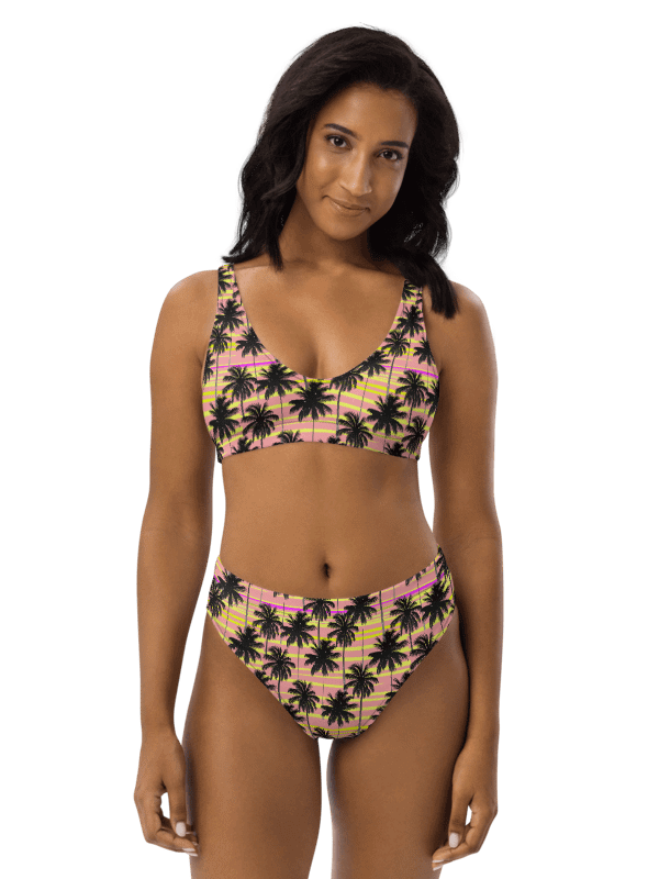 Starry Palms Yellow Pink High-Waisted Bikini product image (3)