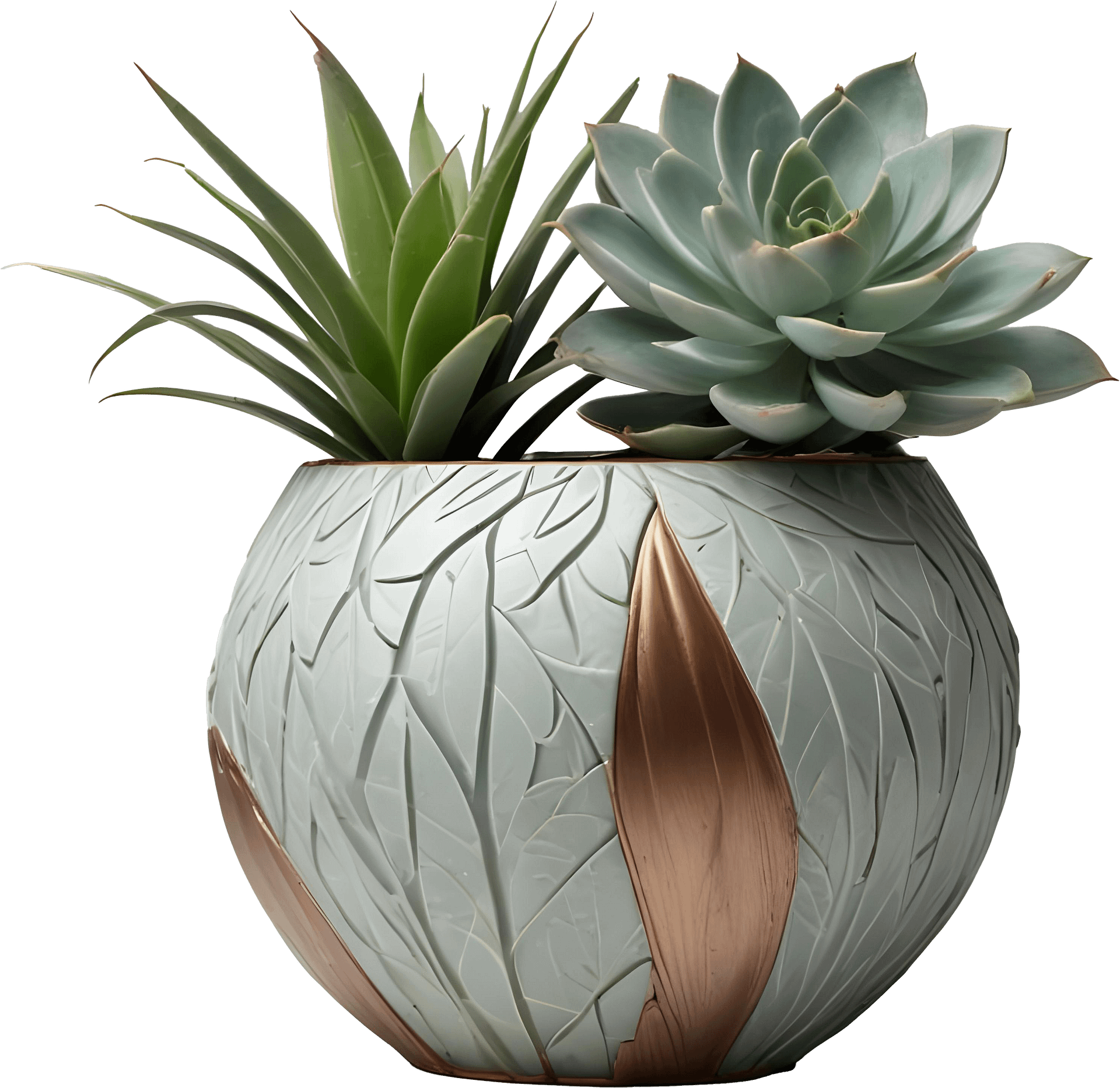 Gatsby Grace – Leaf Motif Succulent Vase PNG product image (1)