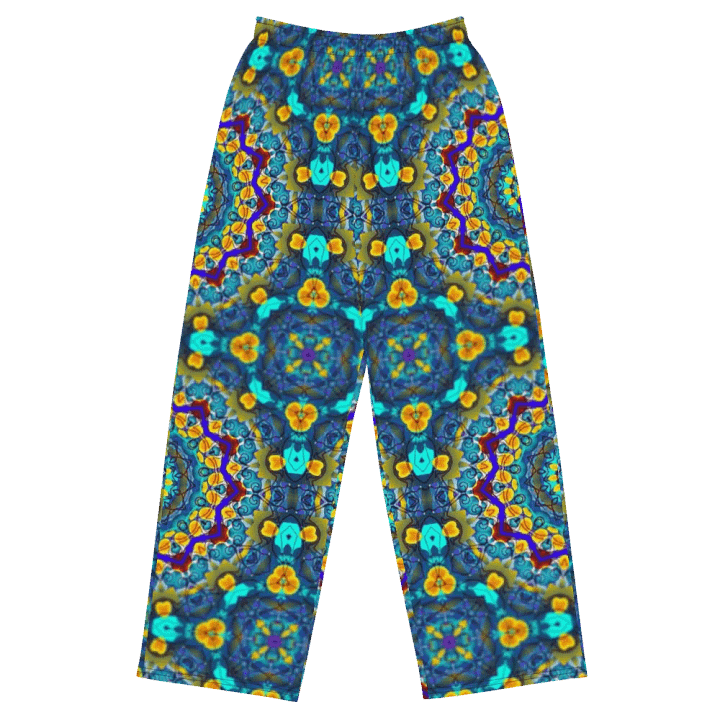 Blue Green Blur Kaleidoscope Wideleg Pants product image (2)