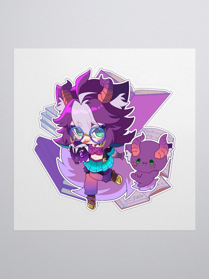 Loki and Dewey with Books Kisscut Sticker (Multiple Sizes) product image (1)