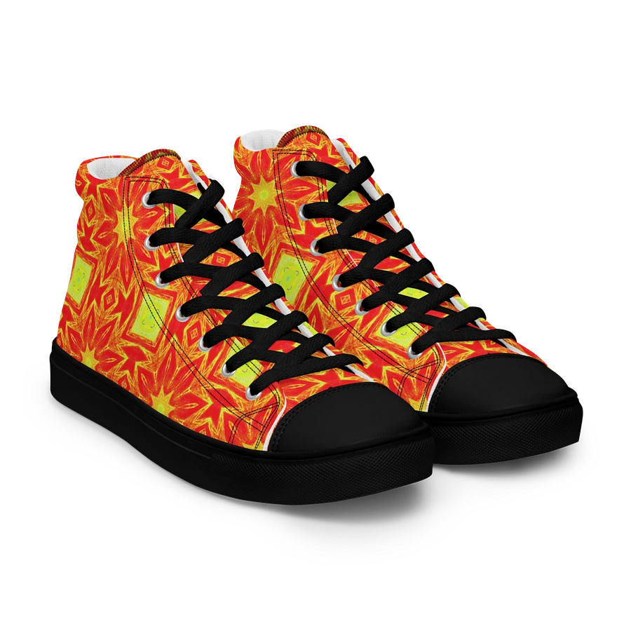 Abstract Repeating Orange Flower Ladies Canvas Shoe High Tops product image (47)