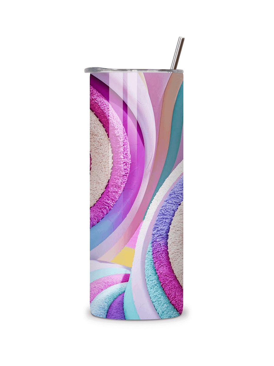 Pastel Swirl 20oz Skinny Tumbler with Metal Straw – Vibrant Abstract Rainbow Design – Double-Walled Insulated Stainless Steel Tumbler for Hot & Cold Drinks, Gift for Color Lovers product image (5)
