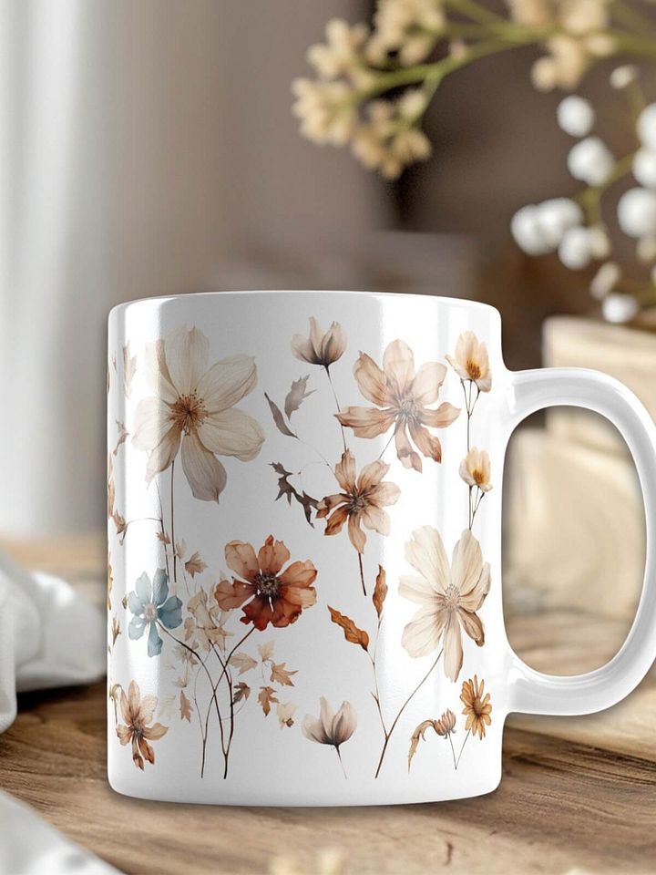 Pressed Wildflowers Boho Aesthetic Ceramic Mug product image (1)