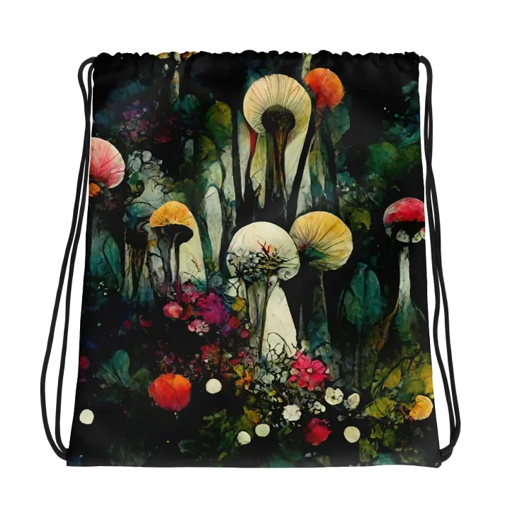 Whimsical Mushroom Fantasy Drawstring Bag product image (1)