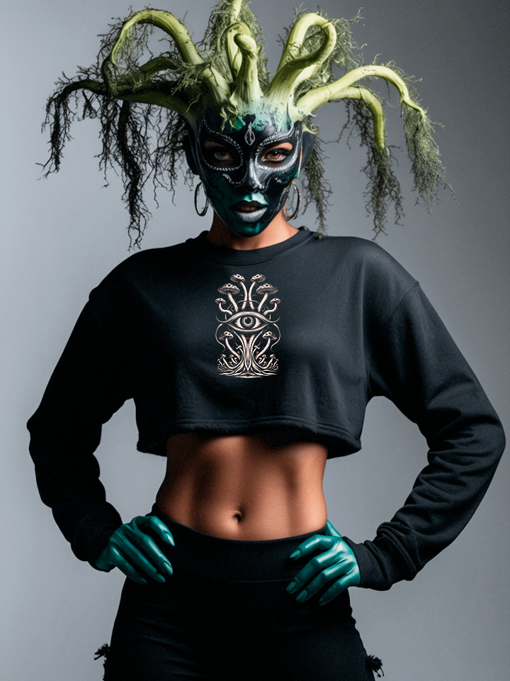 Mystical Eye and Mushroom Crop Sweatshirt - FUNGAKULT #15 product image (1)