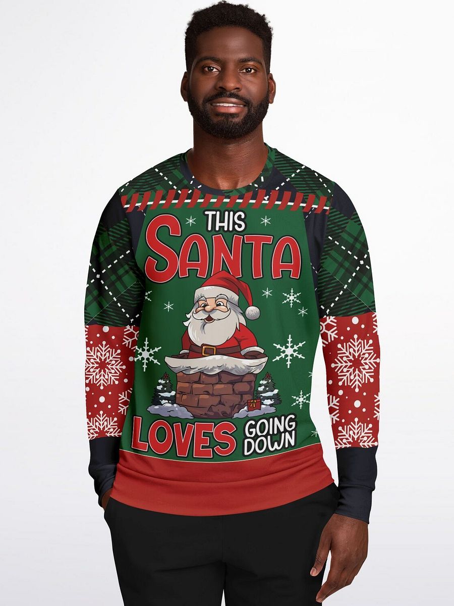 “This Santa Loves Going Down” Funny Christmas Sweatshirt | Chimney Holiday Jumper | Naughty Holiday Party Outfit | Unisex Humorous Xmas Gift product image (5)