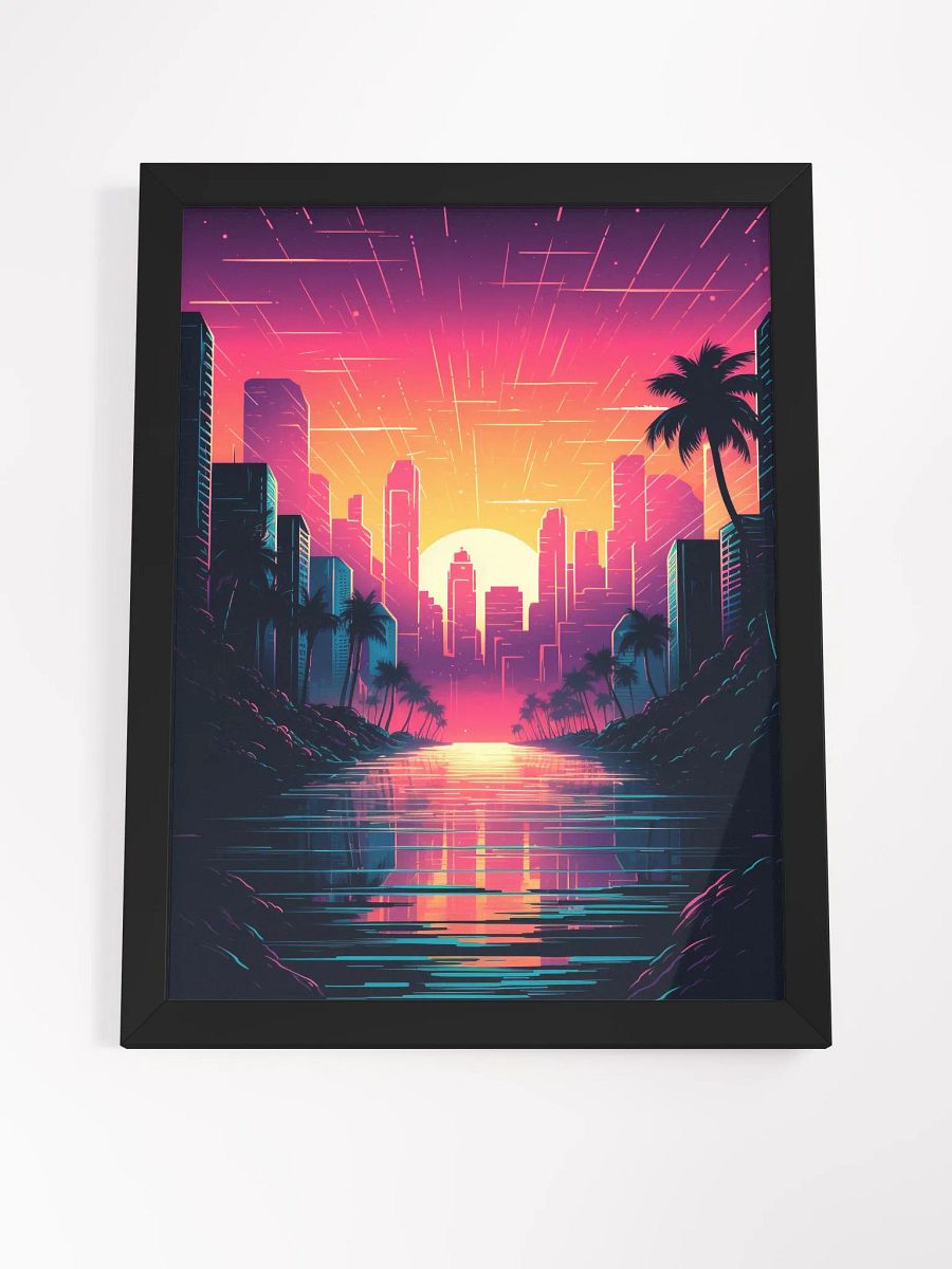 city retro wave framed print product image (10)