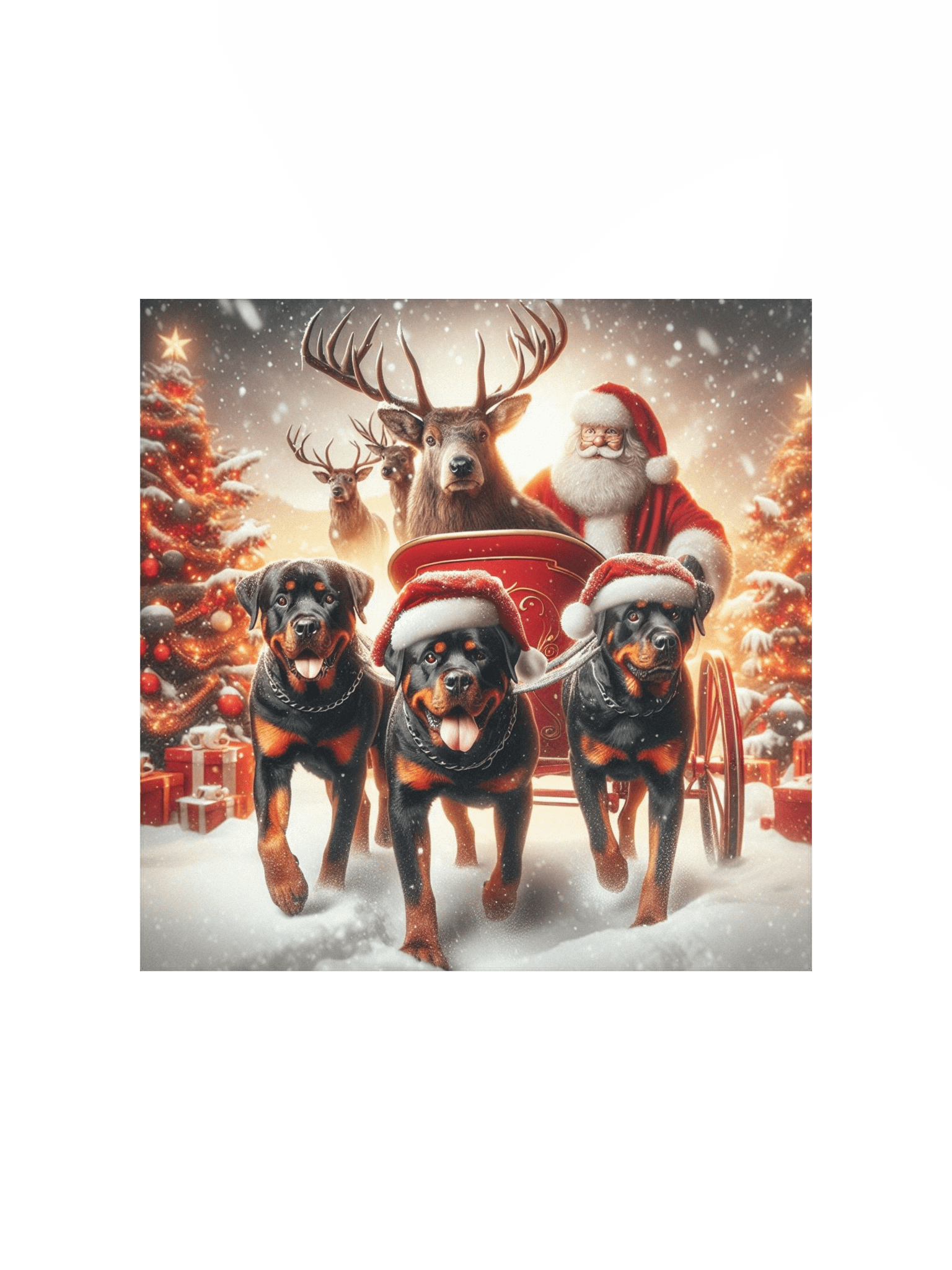 Santa's Rottweiler Sleigh Ride Poster product image (4)