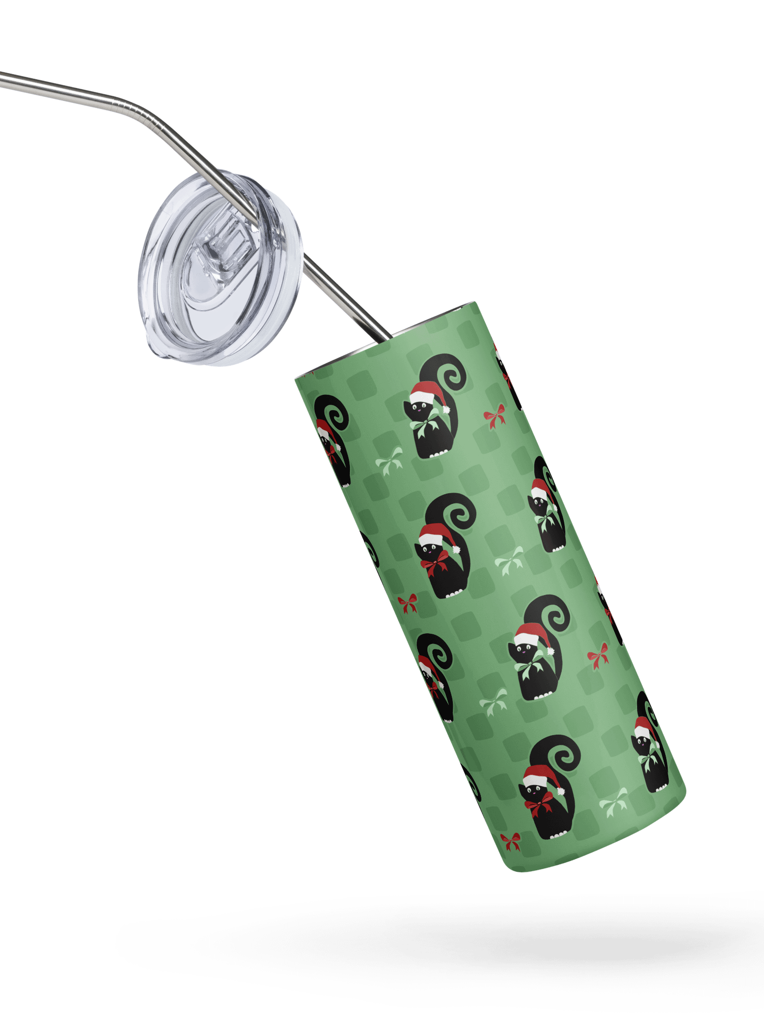 Christmas Kitties in a Row 20 oz Stainless Steel Tumbler – Green product image (2)