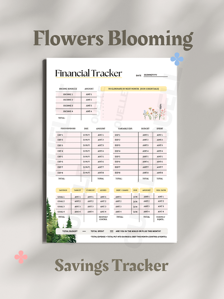 Flowers Blooming: Budget Planner — Printable & Digital Spreadsheet (PDF & Template) product image (1)