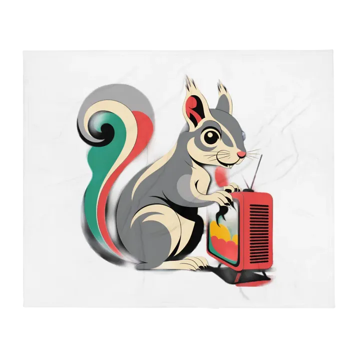 Ultra soft and plushy blanket: Pooky Art, scrambling a retro TV, stylized product image (1)