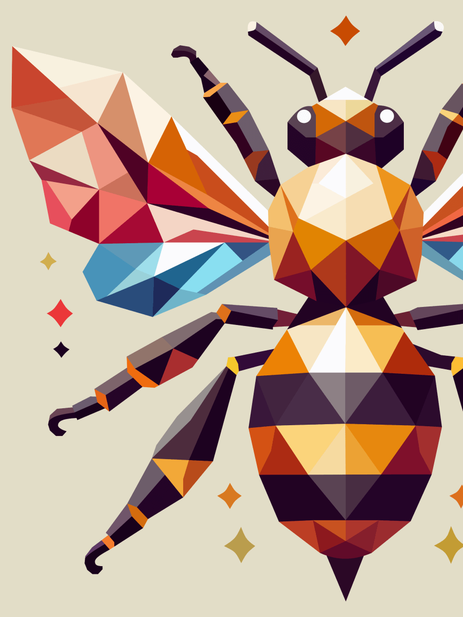 Free Geometric Bee PNG Art - Transparent Background, Low Poly Insect Illustration product image (1)