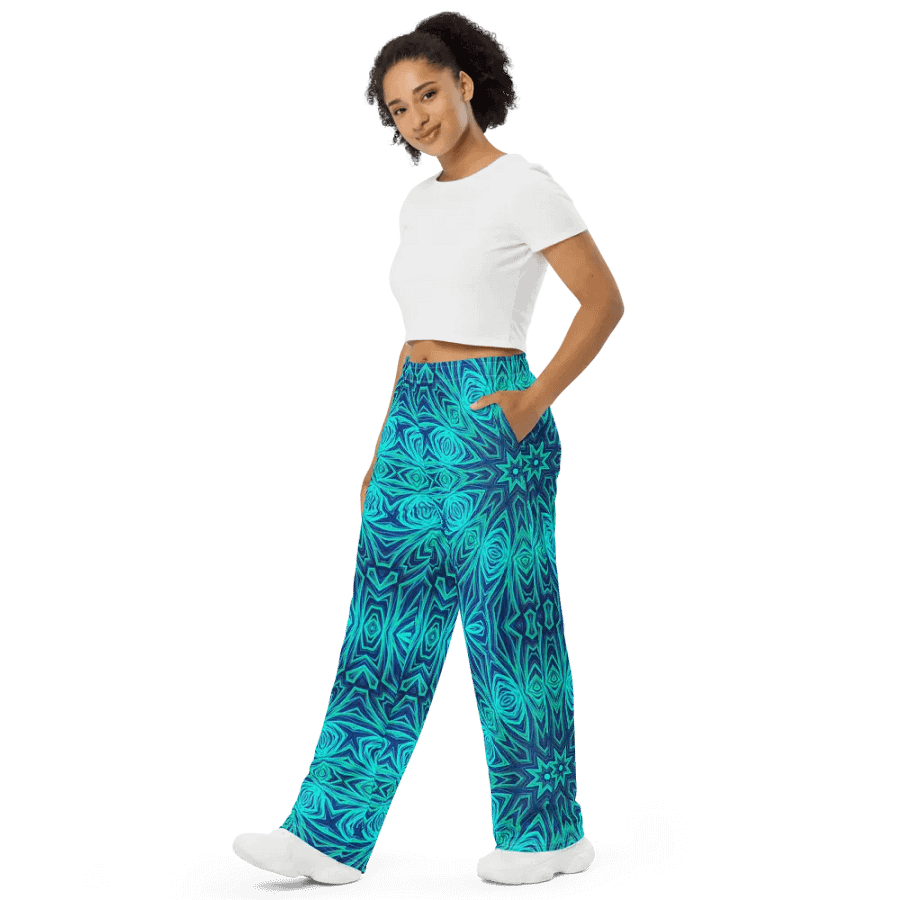 Blue Ice Crystals Kaleidoscope Wideleg Pants product image (4)
