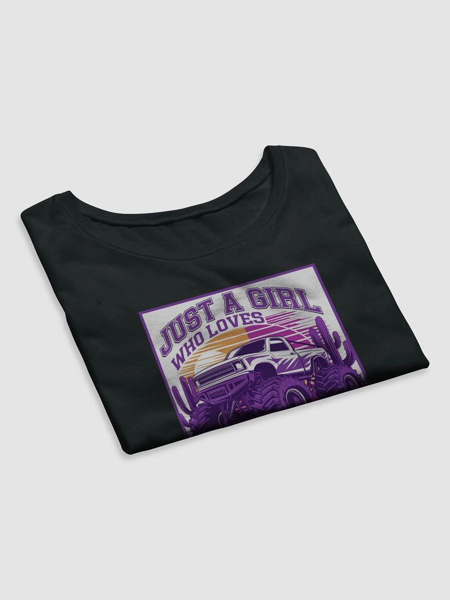 Women "JUST A GIRL WHO LOVES MONSTER TRUCKS" crop tee product image (10)