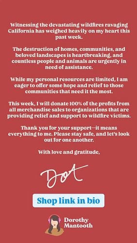 Starting today, 100% of proceeds from the merch store will be donated to support wildfire victims. Shop at the link in my bio...